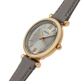 FOSSIL CARLIE ES5068 MINI THREE-HAND GRAY LEATHER WOMEN'S WATCH