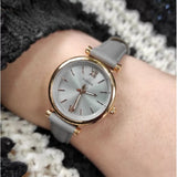FOSSIL CARLIE ES5068 MINI THREE-HAND GRAY LEATHER WOMEN'S WATCH