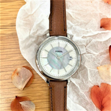 FOSSIL ES5090 BROWN LEATHER STRAP WOMEN'S WATCH