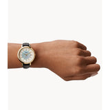 FOSSIL ES5093 BLACK LEATHER STRAP WOMENS WATCH