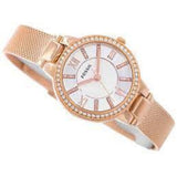 Fossil White Dial And Rose Gold Stainless Steel Women Watch ES5111