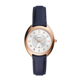FOSSIL GABBY THREE-HAND DATE NAVY LEATHER WATCH ES5116