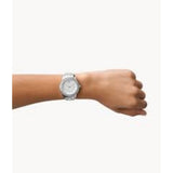Fossil Tree Hands White Dial And Silver Stainless Steel Strap Women Watch ES5130