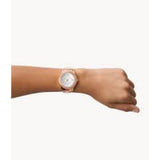 Fossil White Dial And Rose Gold Stainless Steel Women Watch ES5131