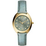 FOSSIL GABBY ES5163 GREEN LEATHER WOMEN WATCH