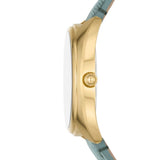 FOSSIL GABBY ES5163 GREEN LEATHER WOMEN WATCH