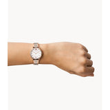 FOSSIL HIS AND HERS ES5176SET BROWN LEATHER & STAINLESS STEEL WATCH SET