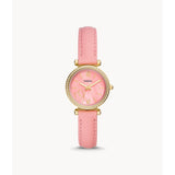 FOSSIL ES5177 CARLIE THREE-HAND PINK ECO LEATHER WATCH