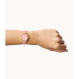 FOSSIL ES5177 CARLIE THREE-HAND PINK ECO LEATHER WATCH