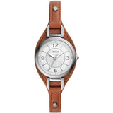 Fossil White Dial With Brown Leather Strap Women Watch ES5214