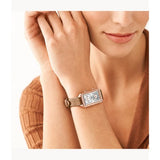 FOSSIL ES5228 DUAL-TIME BROWN LEATHER WOMEN WATCH