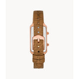 FOSSIL ES5228 DUAL-TIME BROWN LEATHER WOMEN WATCH