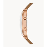 FOSSIL ES5228 DUAL-TIME BROWN LEATHER WOMEN WATCH