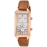 FOSSIL ES5228 DUAL-TIME BROWN LEATHER WOMEN WATCH