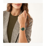 Fossil Green Dial Milanes Stainless Steel Strap  Women Watch ES5242