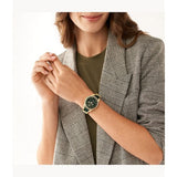 Fossil Chronograph Green Dial and Leather Strap Women Watch ES5243