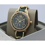 Fossil Chronograph Green Dial and Leather Strap Women Watch ES5243