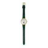 Fossil Jaqueline Silver Dial And Green Leather Strap Women Watch ES5244