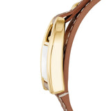 Fossil Harwel Silver Dial Brown Leather Strap Women Watch ES5264