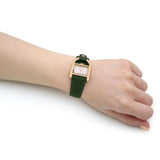 Fossil Harwell Silver Dial Green Leather Strap Women Watch ES5267