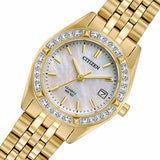 CITIZEN EU6062-50D GOLD CRYTAL CASE STAINLESS STEEL STRAP WOMEN'S WATCH