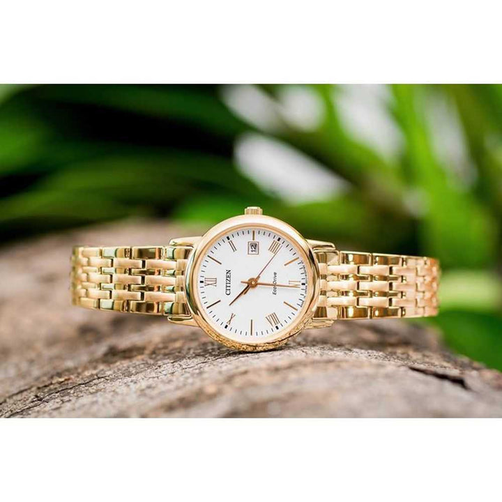 CITIZEN EW1582-54A ECO-DRIVE GOLD STAINLESS STEEL WOMEN'S WATCH - H2 Hub Watches
