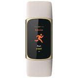 Fitbit Charge 5, Lunar White/Soft Gold Silicone Strap Unisex Smartwatch FB421GLWT-FRCJK