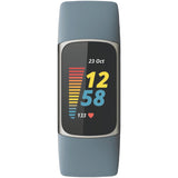 Fitbit Charge 5, Steel Blue/Platinum Silicone Strap Unisex Smartwatch FB421SRBU-FRCJK