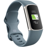 Fitbit Charge 5, Steel Blue/Platinum Silicone Strap Unisex Smartwatch FB421SRBU-FRCJK