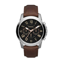 FOSSIL GRANT CHRONOGRAPH SILVER STAINLESS STEEL FS4813 BROWN LEATHER STRAP MEN'S WATCH - H2 Hub Watches