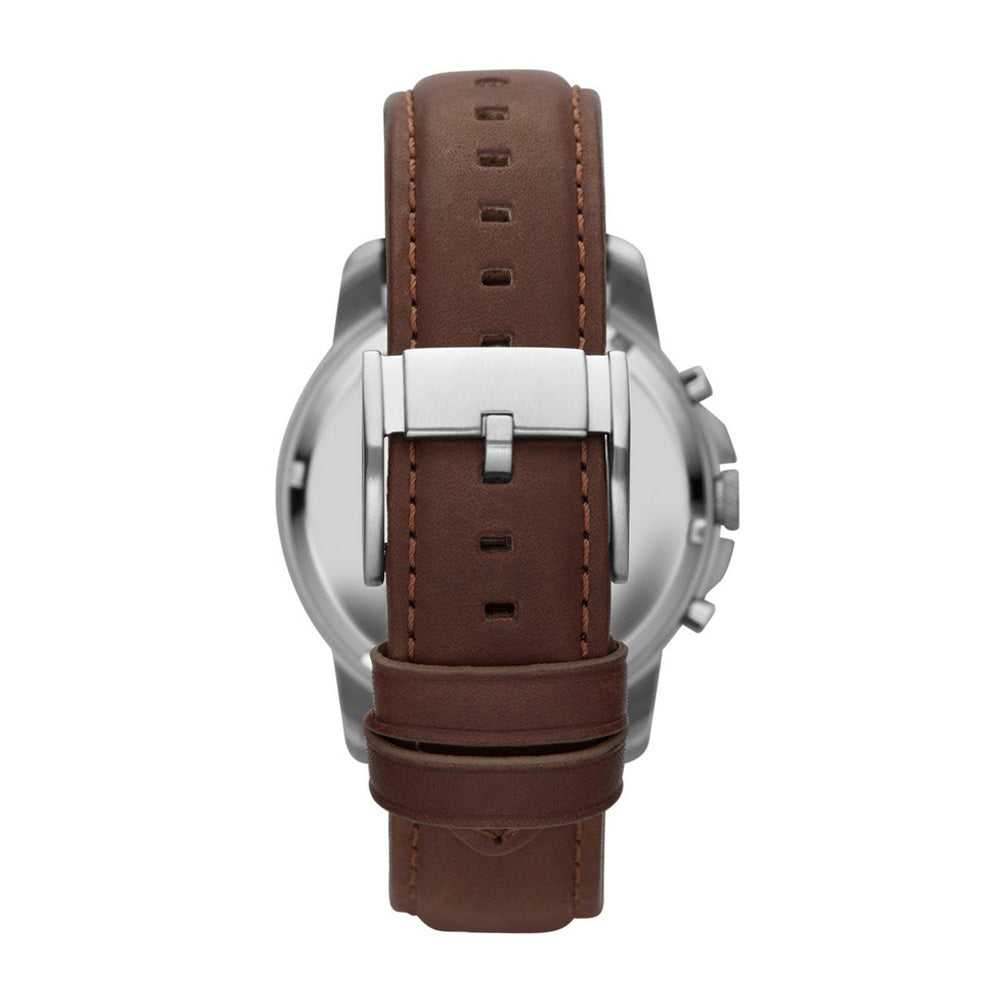 FOSSIL GRANT CHRONOGRAPH SILVER STAINLESS STEEL FS4813 BROWN LEATHER STRAP MEN'S WATCH - H2 Hub Watches