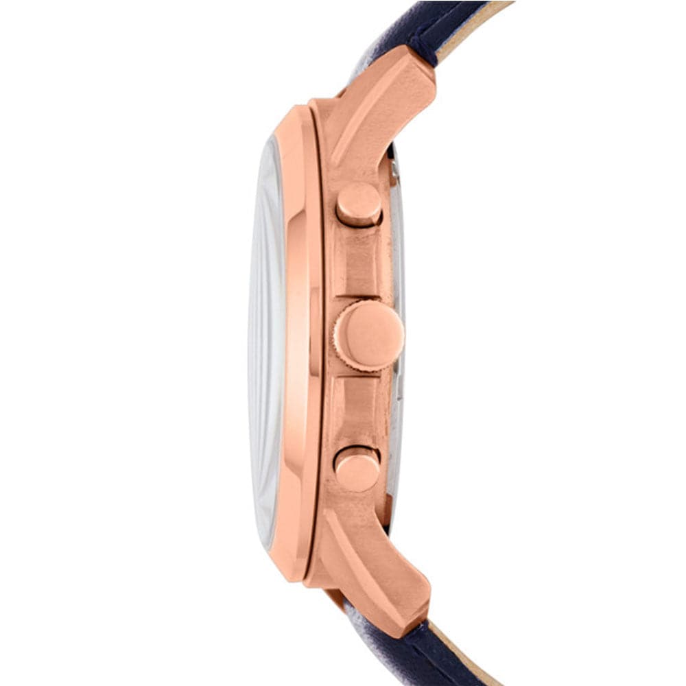 FOSSIL GRANT CHRONOGRAPH ROSE GOLD STAINLESS STEEL FS4835IE BLUE LEATHER STRAP MEN'S WATCH - H2 Hub Watches