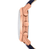 FOSSIL GRANT CHRONOGRAPH ROSE GOLD STAINLESS STEEL FS4835IE BLUE LEATHER STRAP MEN'S WATCH - H2 Hub Watches