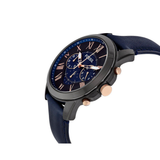 FOSSIL GRANT CHRONOGRAPH BLACK STAINLESS STEEL FS5061 BLUE LEATHER STRAP MEN'S WATCH