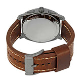 FOSSIL MACHINE CHRONOGRAPH BLACK STAINLESS STEEL FS5215 BROWN LEATHER STRAP MEN'S WATCH - H2 Hub Watches