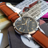 FOSSIL TOWNSMAN CHRONOGRAPH SILVER STAINLESS STEEL FS5279 BROWN LEATHER STRAP MEN'S WATCH