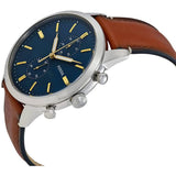 FOSSIL TOWNSMAN CHRONOGRAPH SILVER STAINLESS STEEL FS5279 BROWN LEATHER STRAP MEN'S WATCH