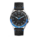 FOSSIL SPORT ANALOG QUARTZ SILVER STAINLESS STEEL FS5321 BLACK LEATHER STRAP MEN'S WATCH - H2 Hub Watches