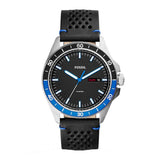 FOSSIL SPORT ANALOG QUARTZ SILVER STAINLESS STEEL FS5321 BLACK LEATHER STRAP MEN'S WATCH - H2 Hub Watches