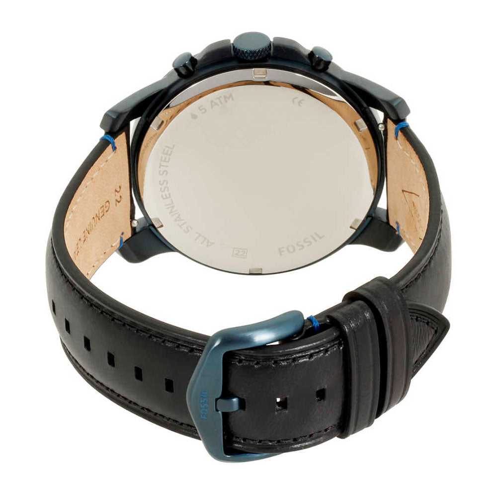 FOSSIL GRANT CHRONOGRAPH BLUE STAINLESS STEEL FS5342 BLACK LEATHER STRAP MEN'S WATCH - H2 Hub Watches