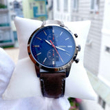 FOSSIL TOWNSMAN CHRONOGRAPH BLACK STAINLESS STEEL FS5378 BROWN LEATHER STRAP MEN'S WATCH