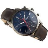 FOSSIL TOWNSMAN CHRONOGRAPH BLACK STAINLESS STEEL FS5378 BROWN LEATHER STRAP MEN'S WATCH