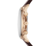 FOSSIL GOODWIN CHRONOGRAPH ROSE GOLD STAINLESS STEEL FS5415 BROWN LEATHER STRAP MEN'S WATCH - H2 Hub Watches