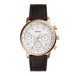 FOSSIL GOODWIN CHRONOGRAPH ROSE GOLD STAINLESS STEEL FS5415 BROWN LEATHER STRAP MEN'S WATCH - H2 Hub Watches