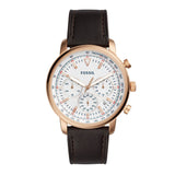 FOSSIL GOODWIN CHRONOGRAPH ROSE GOLD STAINLESS STEEL FS5415 BROWN LEATHER STRAP MEN'S WATCH - H2 Hub Watches