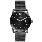 FOSSIL FS5419 COMMUTER THREE HAND DATE SMOKE STAINLESS STEEL MESH BAND MEN'S WATCH