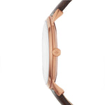 FOSSIL THE MINIMALIST ANALOG QUARTZ ROSE GOLD STAINLESS STEEL FS5463 BROWN LEATHER STRAP MEN'S WATCH - H2 Hub Watches