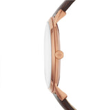 FOSSIL THE MINIMALIST ANALOG QUARTZ ROSE GOLD STAINLESS STEEL FS5463 BROWN LEATHER STRAP MEN'S WATCH - H2 Hub Watches