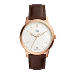 FOSSIL THE MINIMALIST ANALOG QUARTZ ROSE GOLD STAINLESS STEEL FS5463 BROWN LEATHER STRAP MEN'S WATCH - H2 Hub Watches