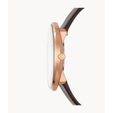 FOSSIL FS5472 THE ESSENTIAL ROSE GOLD ROUND BROWN LEATHER MEN'S WATCH